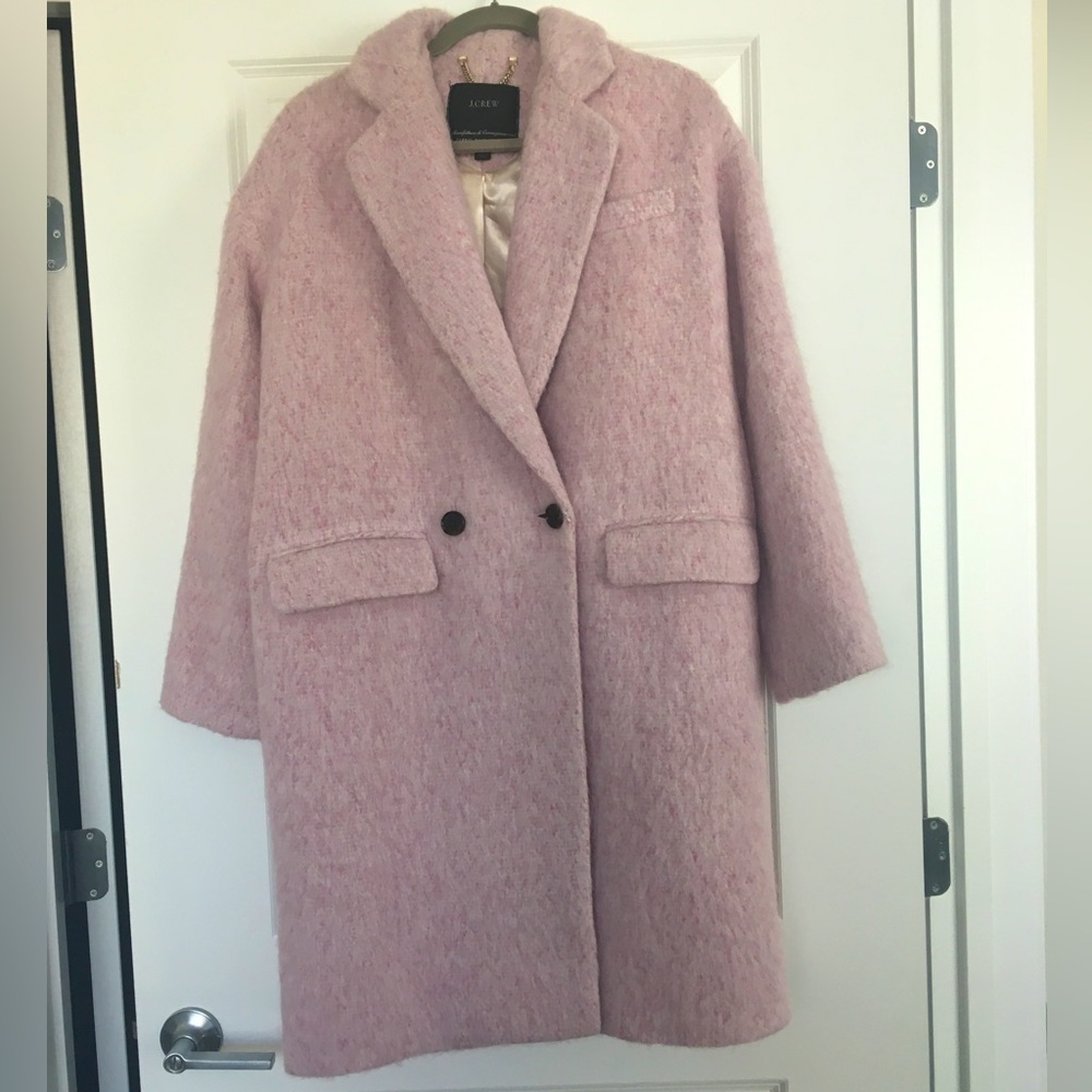 NWOT J Crew Italian Overcoat Brushed Wool Pink Small